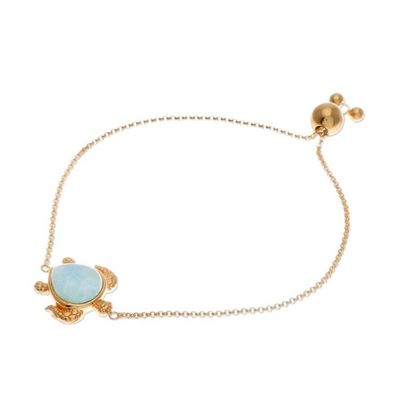 Alternate image for 24k Gold-Plated Larimar Sea Turtle-Themed Pendant Bracelet Ocean Bound Glow