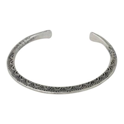 Alternate image for Artisan Crafted Silver Cuff Bracelet from Thailand Karen Lace
