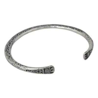 Alternate image for Artisan Crafted Silver Cuff Bracelet from Thailand Karen Lace