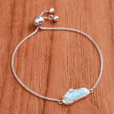 Alternate image for Larimar White Topaz Silver Thong Sandal Pendant Bracelet Cute Thong Sandal
