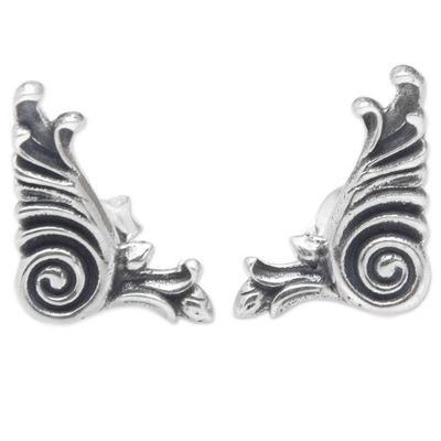 Alternate image for Whirlwind-Themed Sterling Silver Stud Earrings from Bali Magical Wind