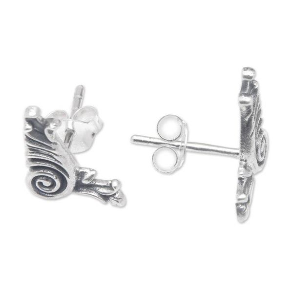 Alternate image for Whirlwind-Themed Sterling Silver Stud Earrings from Bali Magical Wind