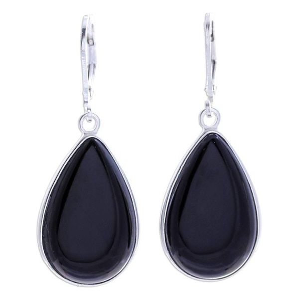 Alternate image for Black Onyx Sterling Silver Teardrop Dangle Earrings Nocturnal Sky