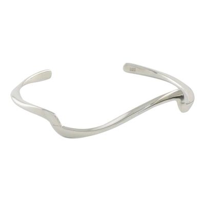Alternate image for Wave Motif Sterling Silver Cuff Bracelet from Thailand Wandering Wave