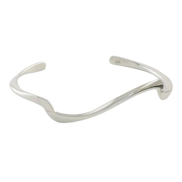 Alternate image for Wave Motif Sterling Silver Cuff Bracelet from Thailand Wandering Wave