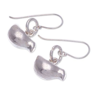 Alternate image for Karen Silver Dangle Earrings with Bird Motif Bird Brain