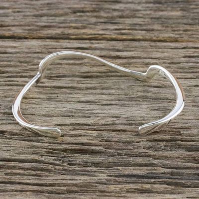 Alternate image for Wave Motif Sterling Silver Cuff Bracelet from Thailand Wandering Wave