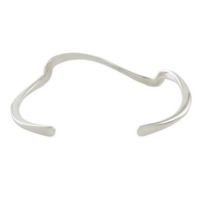 Alternate image for Wave Motif Sterling Silver Cuff Bracelet from Thailand Wandering Wave
