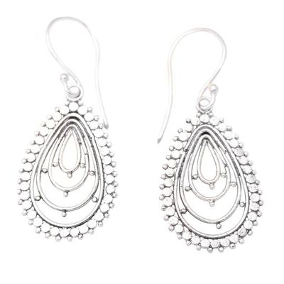 Alternate image for Artisan Crafted Sterling Silver Dangle Earrings from Bali Eccentric Droplets