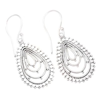 Alternate image for Artisan Crafted Sterling Silver Dangle Earrings from Bali Eccentric Droplets