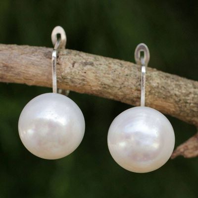 Alternate image for Fair Trade Cultured Freshwater Pearl Drop Earrings Pale Moon