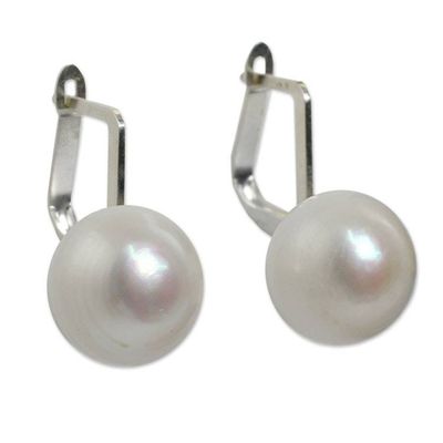Alternate image for Fair Trade Cultured Freshwater Pearl Drop Earrings Pale Moon