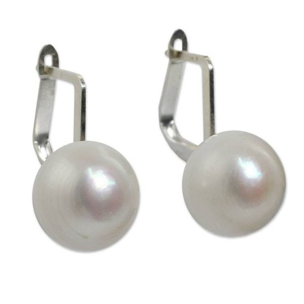 Alternate image for Fair Trade Cultured Freshwater Pearl Drop Earrings Pale Moon