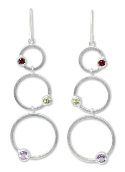 Alternate image for Modern Sterling Silver Multigem Earrings Spring Color