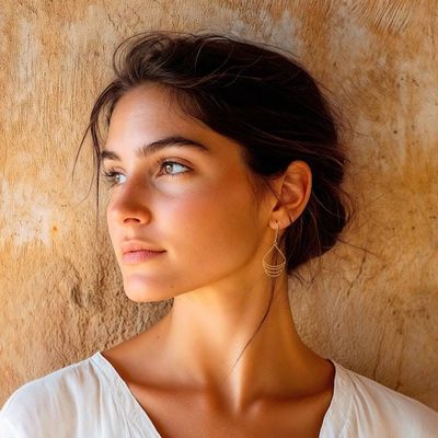 Alternate image for Crescent-Inspired Modern Gold-Plated Brass Dangle Earrings Layered Crescent