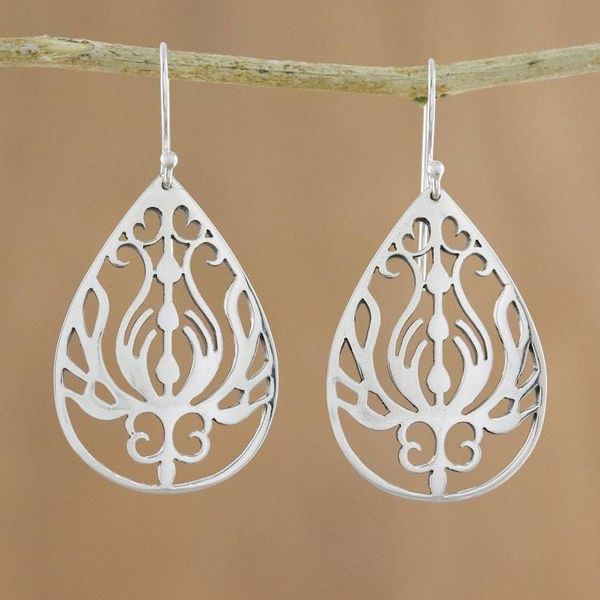 Alternate image for Openwork Sterling Silver Dangle Earrings from Thailand Life Grows