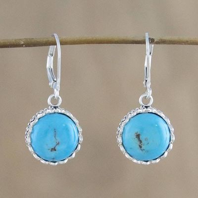 Alternate image for Sterling Silver and Reconstituted Turquoise Dangle Earrings Pointed Petals