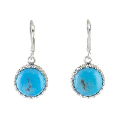 Alternate image for Sterling Silver and Reconstituted Turquoise Dangle Earrings Pointed Petals