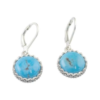 Alternate image for Sterling Silver and Reconstituted Turquoise Dangle Earrings Pointed Petals