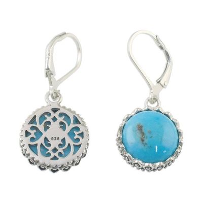 Alternate image for Sterling Silver and Reconstituted Turquoise Dangle Earrings Pointed Petals