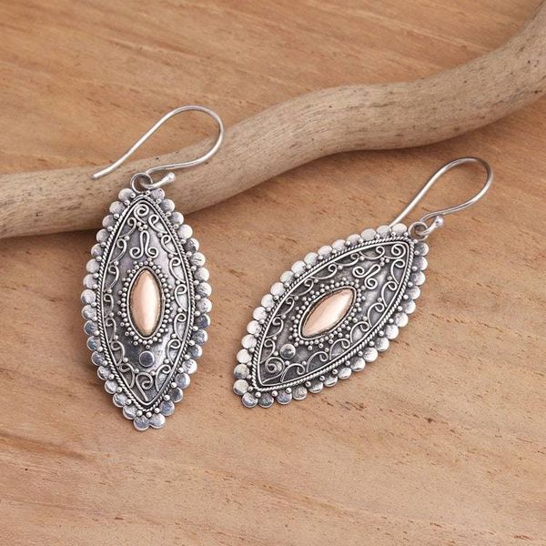 Alternate image for Gold Plated Sterling Silver Balinese Dangle Earrings Canoe