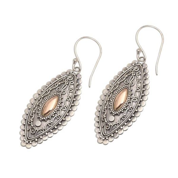 Alternate image for Gold Plated Sterling Silver Balinese Dangle Earrings Canoe