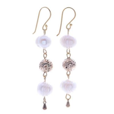 Alternate image for Gold-Plated Cultured Pearl Dangle Earrings Golden Drizzle