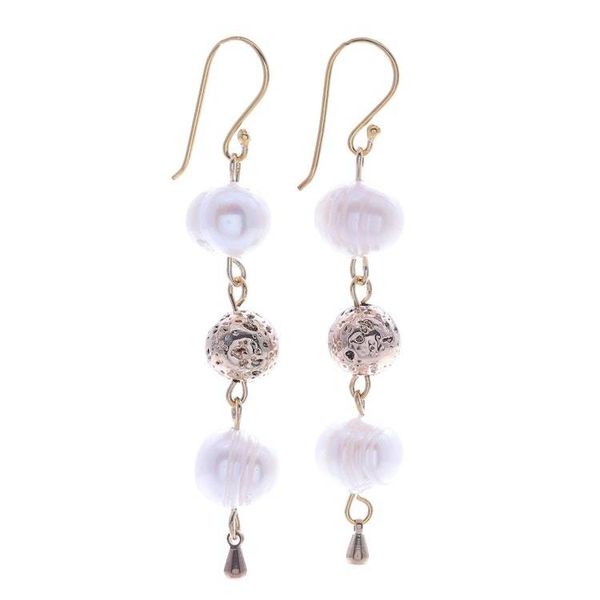Alternate image for Gold-Plated Cultured Pearl Dangle Earrings Golden Drizzle