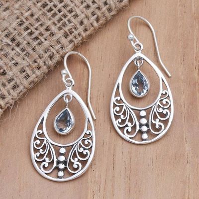 Primary image for Handmade Blue Topaz and Sterling Silver Dangle Earrings Reach Out