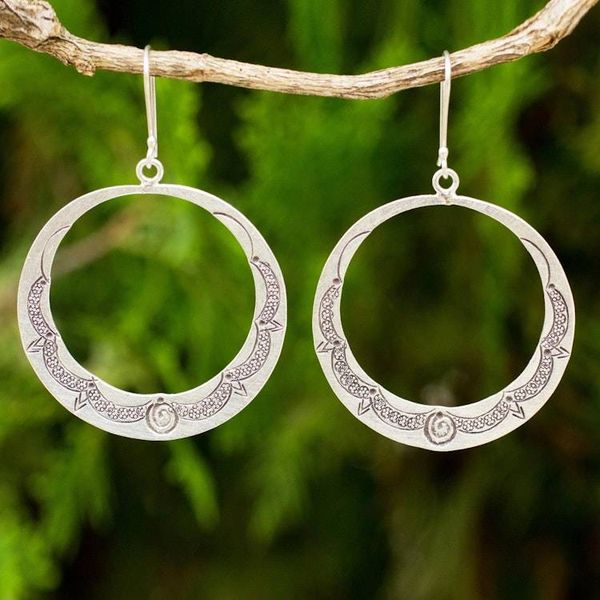 Alternate image for Handcrafted 950 Silver Hill Tribe Style Dangle Earrings Karen Homage