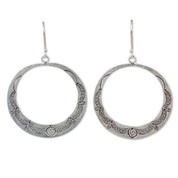 Alternate image for Handcrafted 950 Silver Hill Tribe Style Dangle Earrings Karen Homage