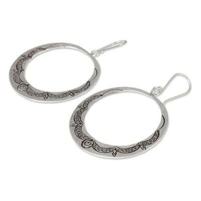 Alternate image for Handcrafted 950 Silver Hill Tribe Style Dangle Earrings Karen Homage