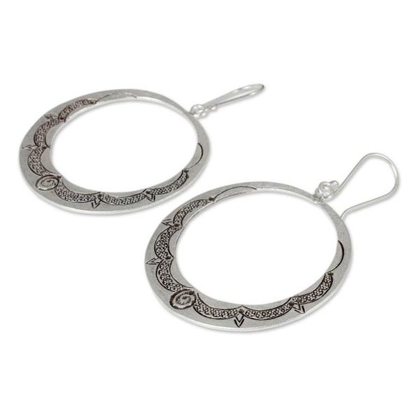 Alternate image for Handcrafted 950 Silver Hill Tribe Style Dangle Earrings Karen Homage
