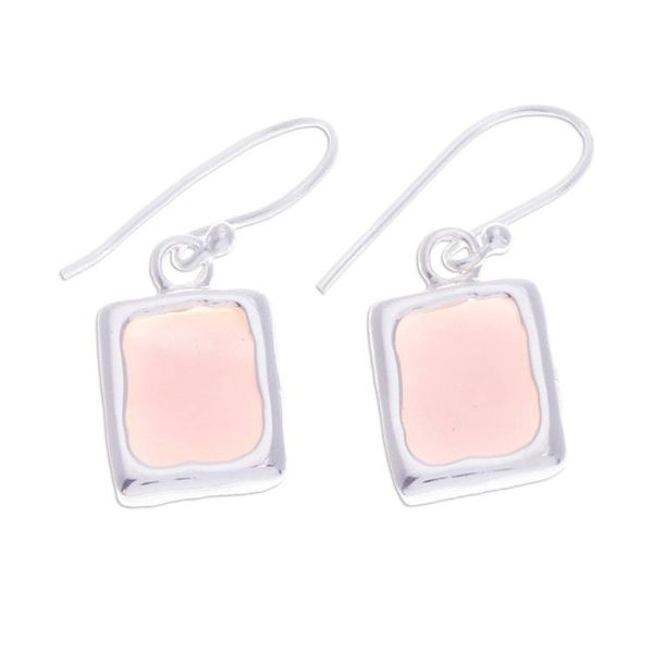 Alternate image for Modern Pink Opal Sterling Silver Square Dangle Earrings Pink Cool Squares