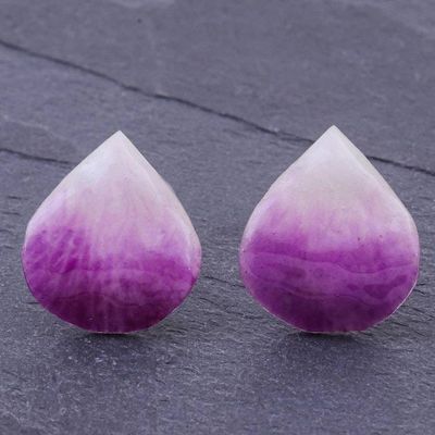 Alternate image for Hand Made Orchid Petal Button Earrings Orchid Kiss in Faded Purple