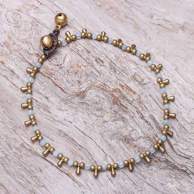 Alternate image for Blue Quartz Beaded Charm Anklet from Thailand Bohemian Shower in Blue