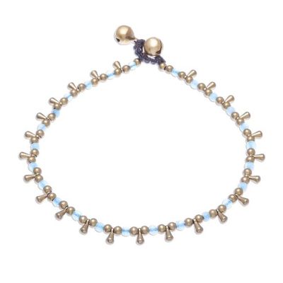 Alternate image for Blue Quartz Beaded Charm Anklet from Thailand Bohemian Shower in Blue