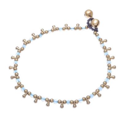 Alternate image for Blue Quartz Beaded Charm Anklet from Thailand Bohemian Shower in Blue