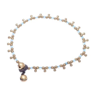 Alternate image for Blue Quartz Beaded Charm Anklet from Thailand Bohemian Shower in Blue