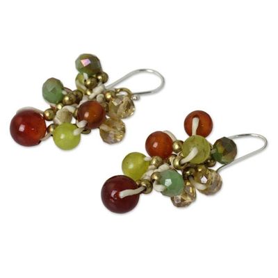 Alternate image for Artisan Hand Knotted Carnelian Gemstone Beaded Earrings Honeydew Cattlelaya