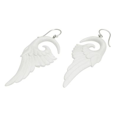 Alternate image for Handcrafted Bone Wing-Shaped Dangle Earrings from Bali Swirling Wings