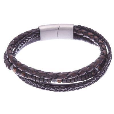Alternate image for Leather Hematite and Bronzite Cord Bracelet from Thailand Coffee Shop