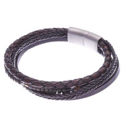 Alternate image for Leather Hematite and Bronzite Cord Bracelet from Thailand Coffee Shop