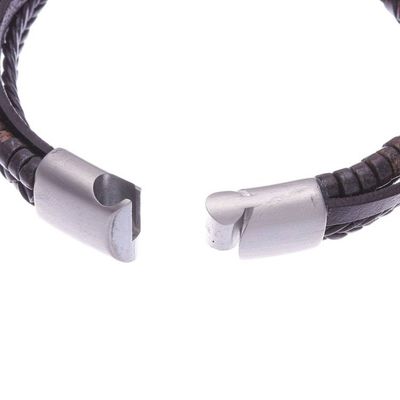 Alternate image for Leather Hematite and Bronzite Cord Bracelet from Thailand Coffee Shop