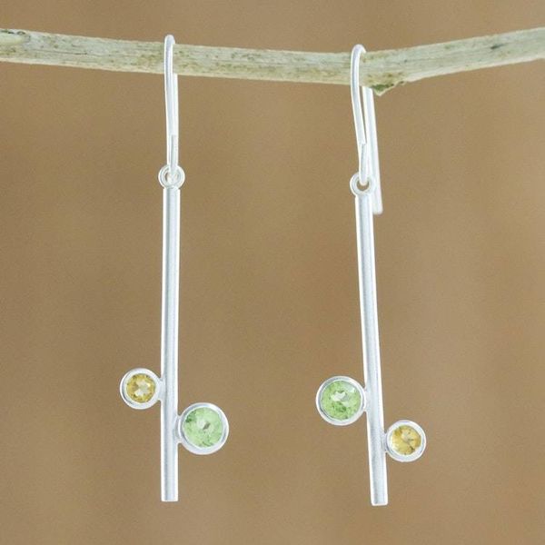 Alternate image for Modern Peridot and Citrine Earrings from Thailand Meeting of Worlds