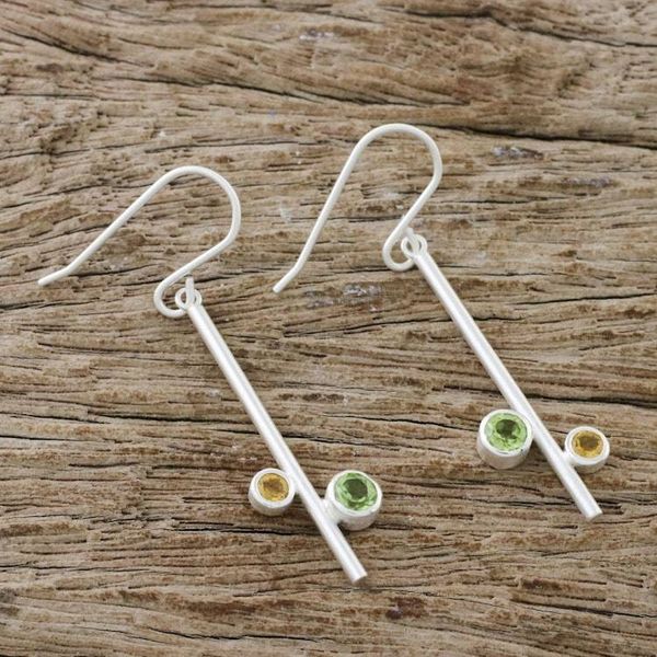 Alternate image for Modern Peridot and Citrine Earrings from Thailand Meeting of Worlds
