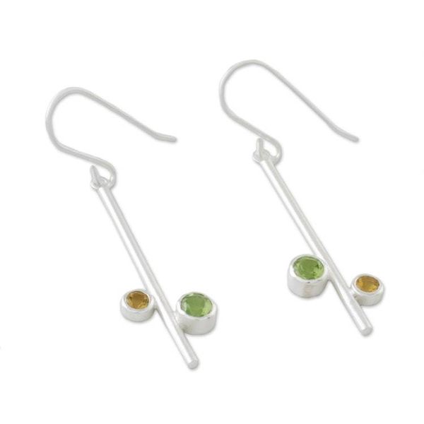 Alternate image for Modern Peridot and Citrine Earrings from Thailand Meeting of Worlds