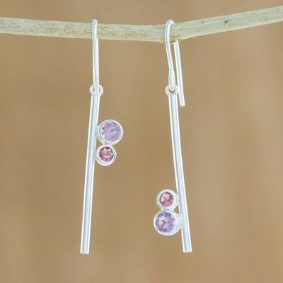 Alternate image for Modern Amethyst and Tourmaline Earrings from Thailand Modern Enchantment