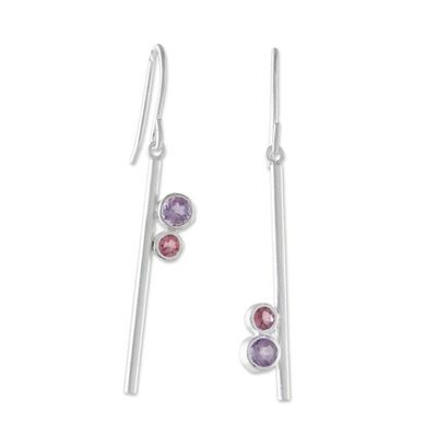 Alternate image for Modern Amethyst and Tourmaline Earrings from Thailand Modern Enchantment