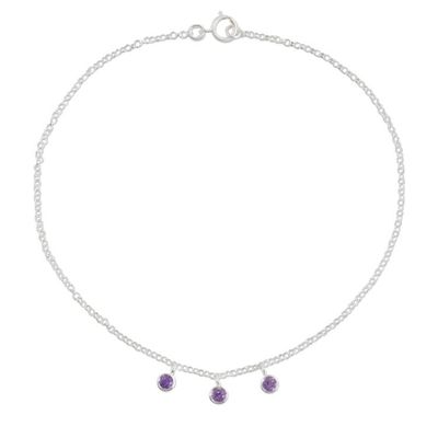 Alternate image for Thai Amethyst and Sterling Silver Artisan Crafted Anklet Light